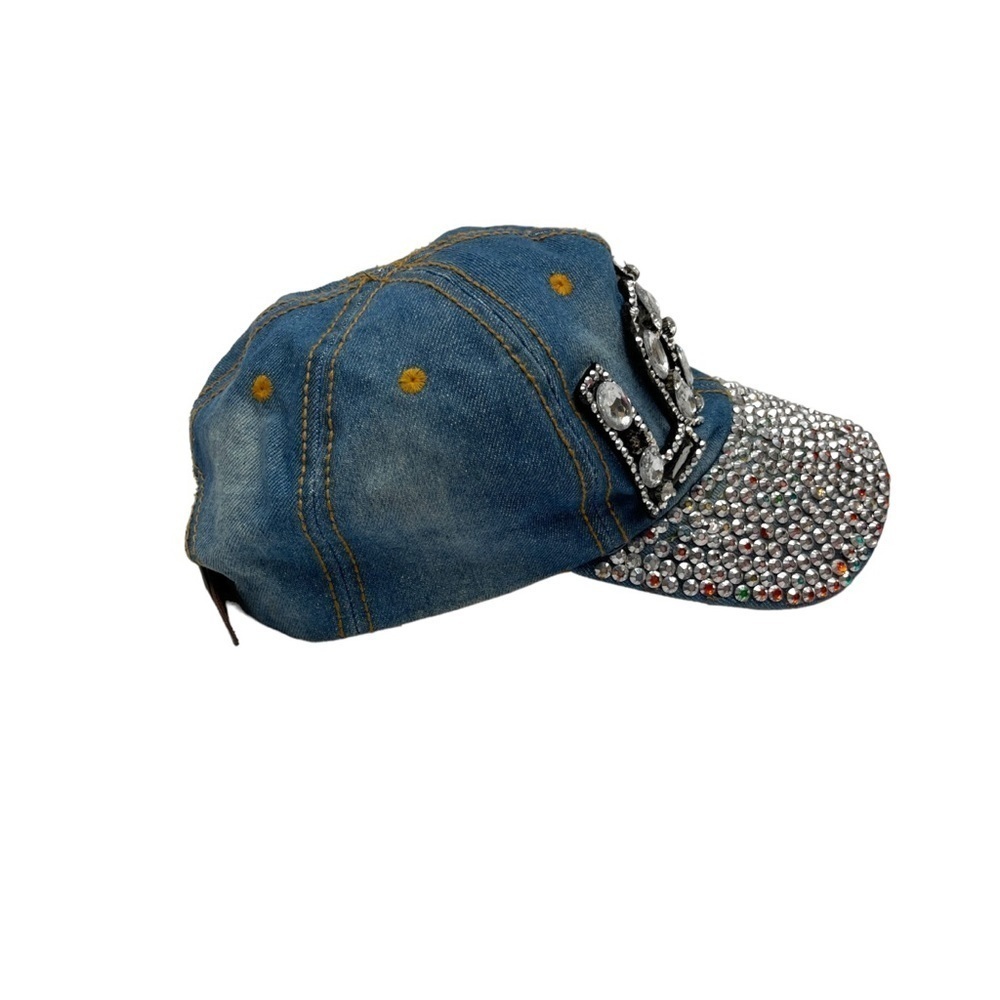 Y2K gem stone cap denim love letters with rhinestones 2000 - Picture 5 of 11